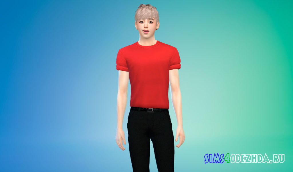 Мужская футболка с закатанными рукавами для Симс 4 – фото 2