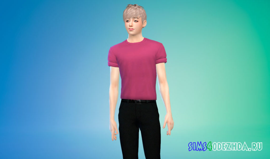 Мужская футболка с закатанными рукавами для Симс 4 – фото 3