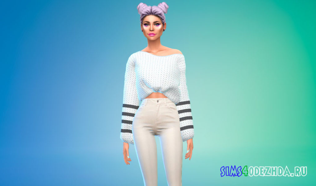 Объемный женский свитер для Симс 4 – фото 2
