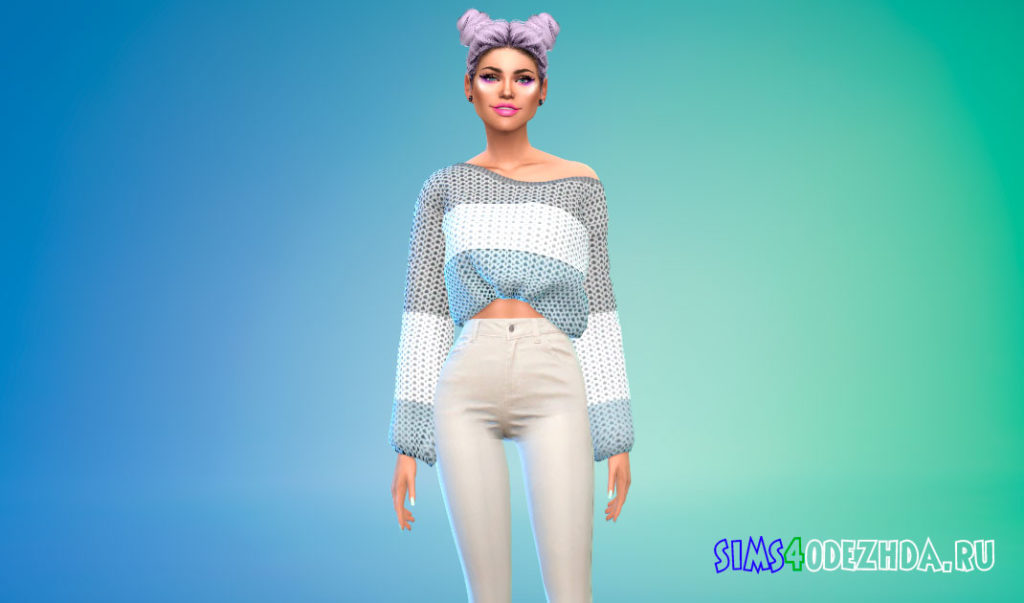 Объемный женский свитер для Симс 4 – фото 3