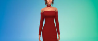 Облегающее платье средней длины с длинными рукавами для Симс 4 – фото 1