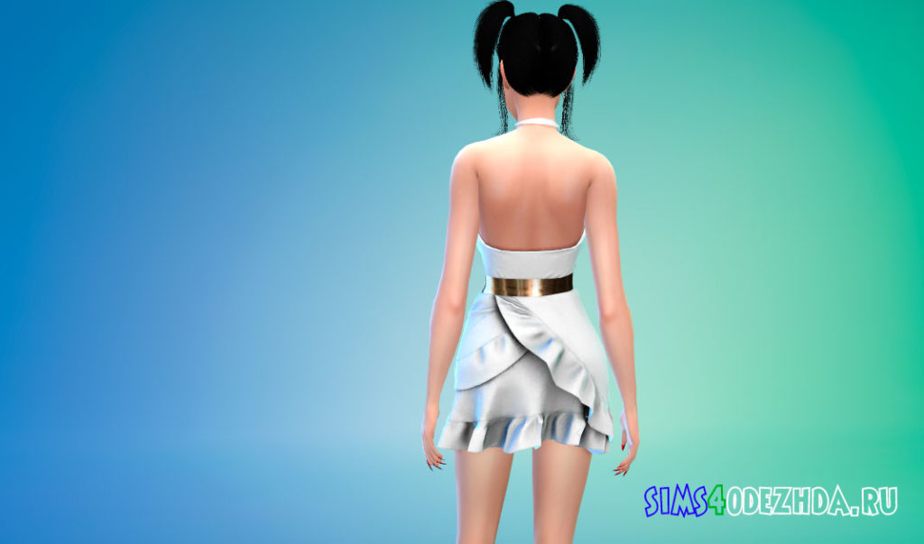 Платье с золотым поясом для Симс 4 – фото 3