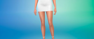 Простая мини-юбка с кожаным поясом для Симс 4 – фото 1