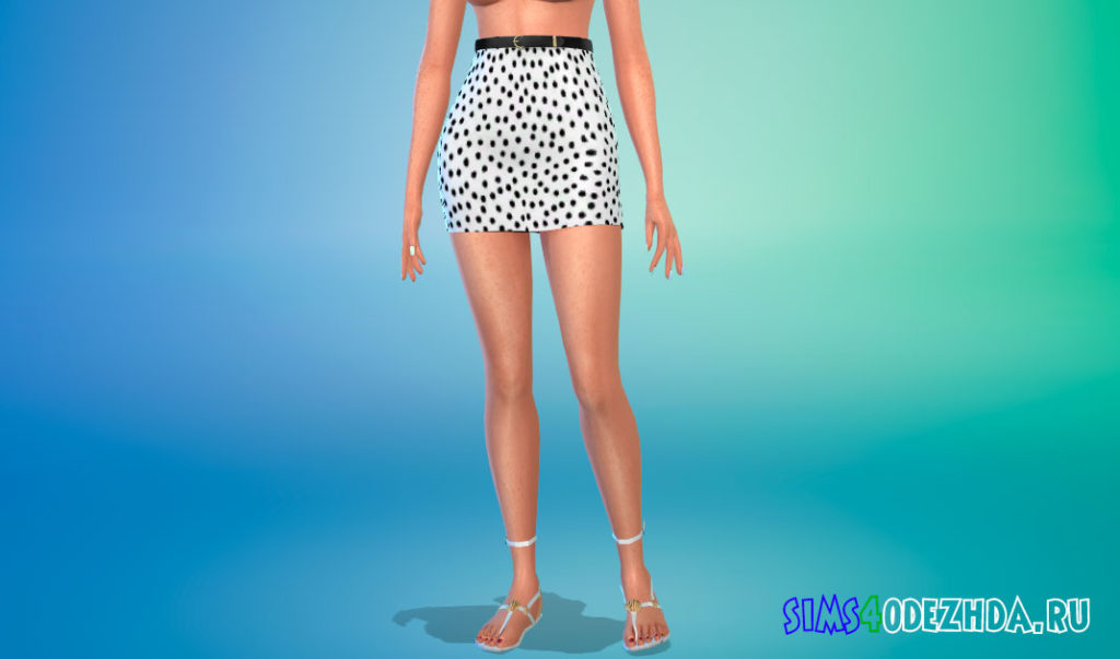 Простая мини-юбка с кожаным поясом для Симс 4 – фото 2