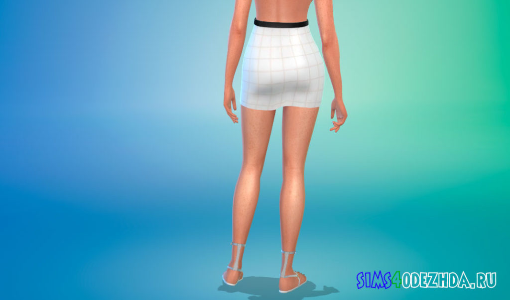 Простая мини-юбка с кожаным поясом для Симс 4 – фото 3