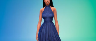 Пышное платье с высоким горлом для Симс 4 – фото 1