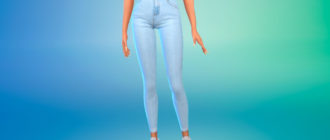 Реалистичные женские джинсы с высокой талией для Симс 4 – фото 1