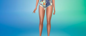 Рваные шорты с завышенной талией для Симс 4 – фото 1