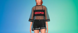 Сетчатая оверсайз футболка для Симс 4 – фото 1