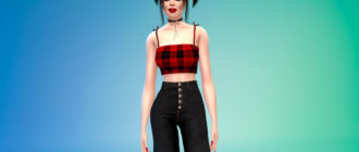 Симпатичный летний кроп-топ с бантами на бретелях для Симс 4 – фото 1