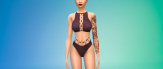 Стильный дизайнерский купальник для Симс 4 – фото 1