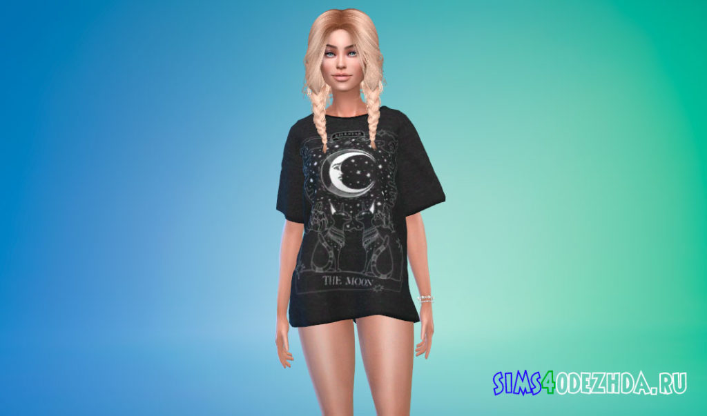 Свободная футболка с принтом для Симс 4 – фото 2