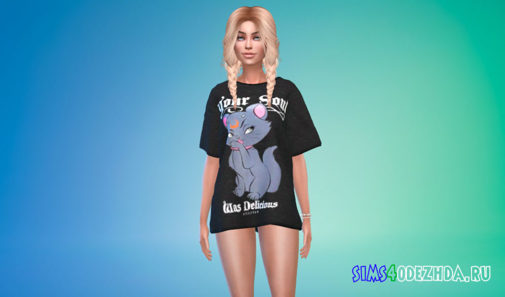 Свободная футболка с принтом для Симс 4 – фото 3