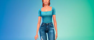 Топ с квадратным вырезом для Симс 4 – фото 1