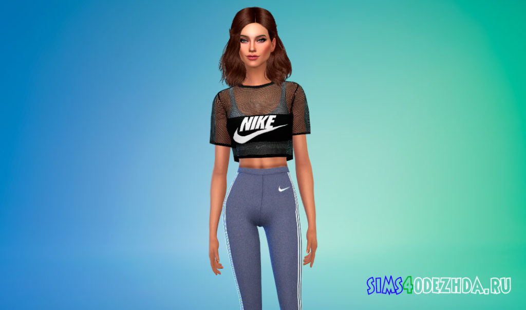 Укороченная сетчатая футболка Nike для Симс 4 – фото 2