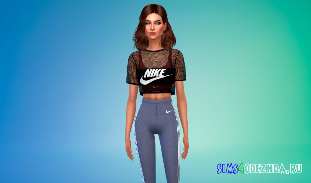 Укороченная сетчатая футболка Nike для Симс 4 – фото 3