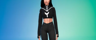 Укороченная толстовка в готическом стиле для Симс 4 – фото 1