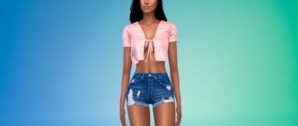 Укороченный топ с узлом для Симс 4 – фото 1