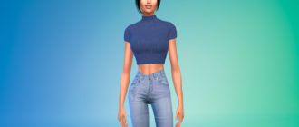 Вязаный топ в рубчик для Симс 4 – фото 1