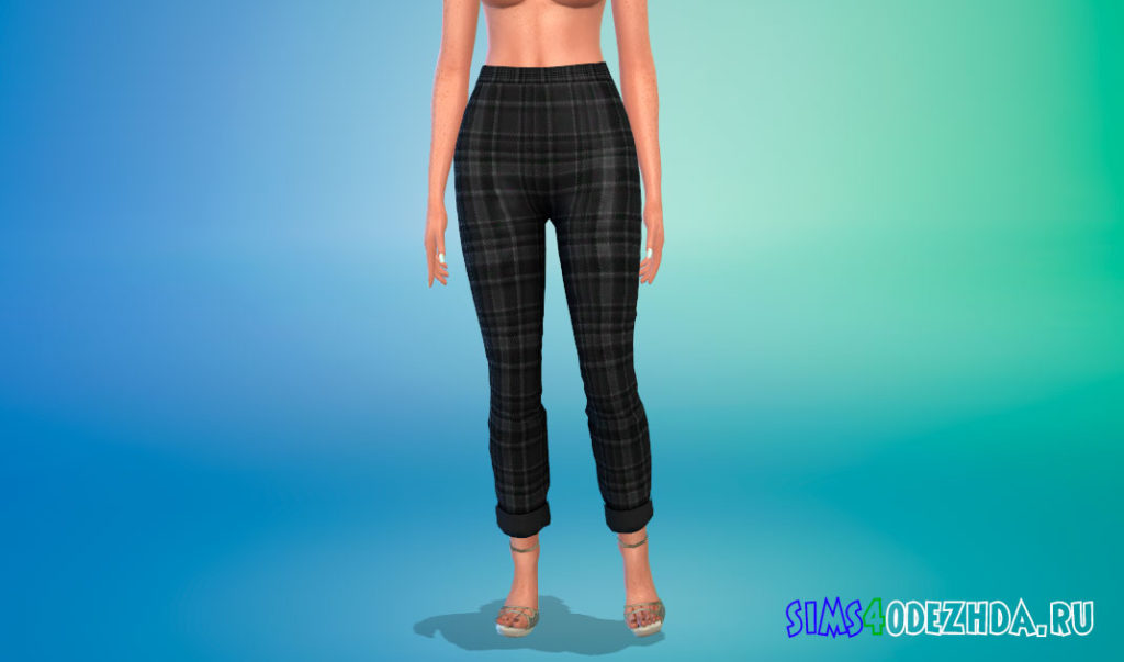 Закатанные брюки в клетку для Симс 4 – фото 2