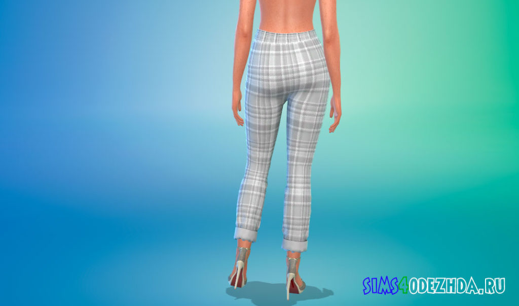 Закатанные брюки в клетку для Симс 4 – фото 3