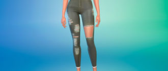 Зеленые рваные джинсы для Симс 4 – фото 1