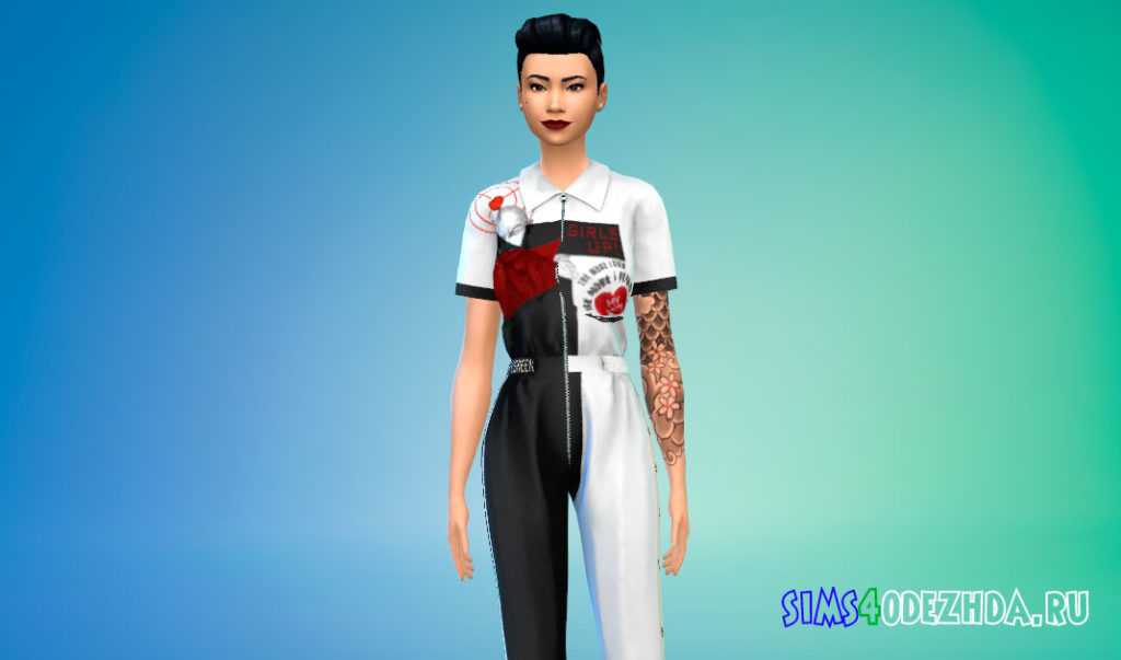 Женский стильный комбинезон для Симс 4 – фото 2