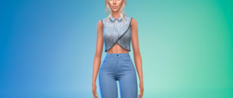 Ассиметричная блузка для Симс 4 – фото 1