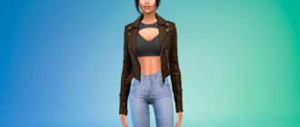 Байкерская куртка для девушек для Симс 4 – фото 1