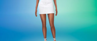 Белая джинсовая юбка для Симс 4 – фото 1