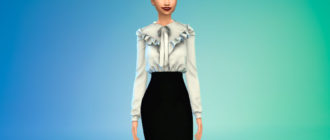 Блузка с баской на плечах для Симс 4 – фото 1