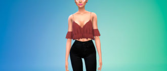 Блузка с двойным воланом для Симс 4 – фото 1