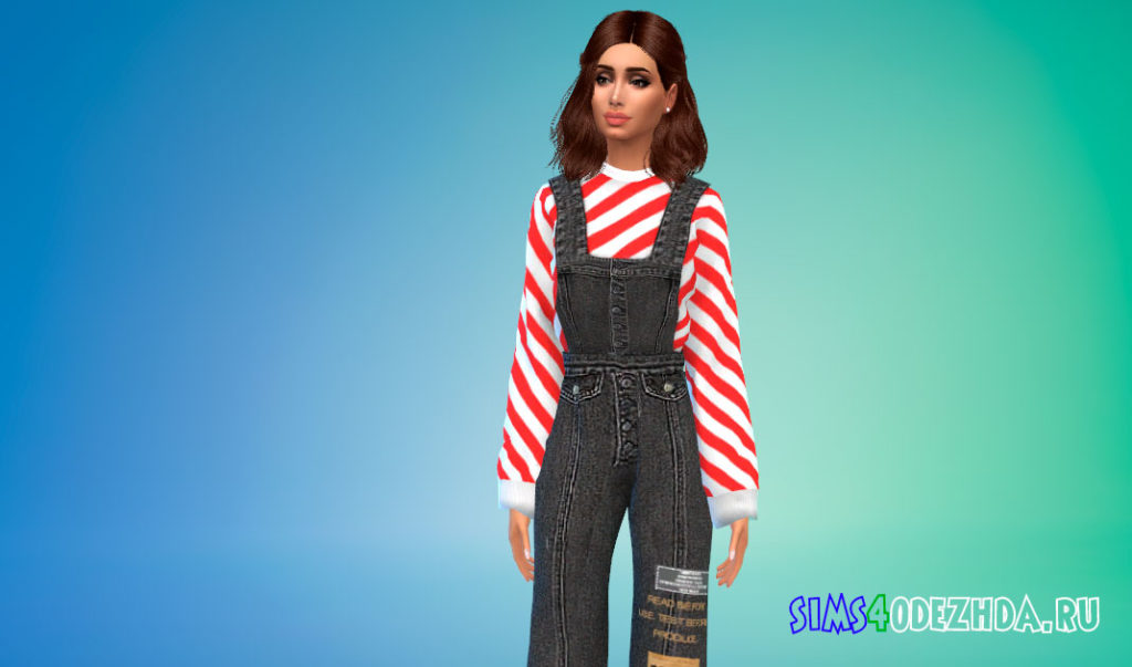 Джинсовые комбинезоны для девушек для Симс 4 – фото 3