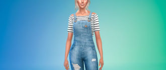 Джинсовый комбинезон для Симс 4 – фото 1