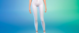 Джинсы с сетчатой вставкой для Симс 4 – фото 1