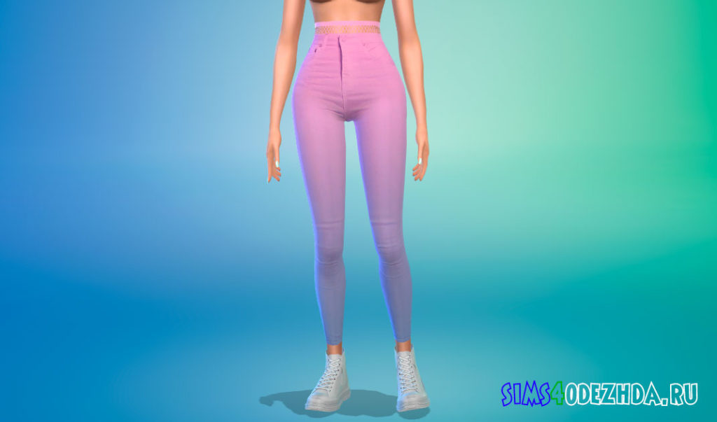 Джинсы с сетчатой вставкой для Симс 4 – фото 2