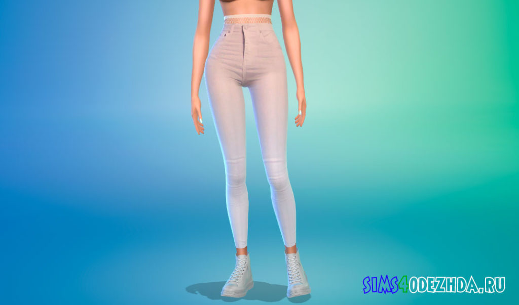 Джинсы с сетчатой вставкой для Симс 4 – фото 3