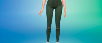 Джинсы скинни с рваными коленями для Симс 4 – фото 1