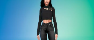 Готический кроп-топ для Симс 4 – фото 1