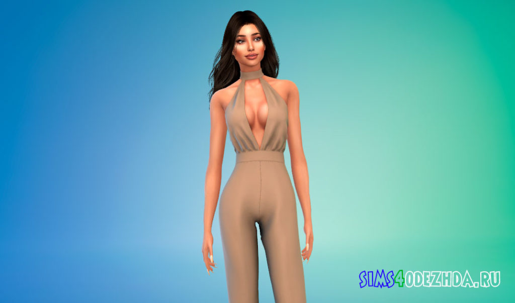 Комбинезон с глубоким декольте для Симс 4 – фото 2