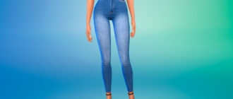 Короткие джинсы с завышенной талией для Симс 4 – фото 1