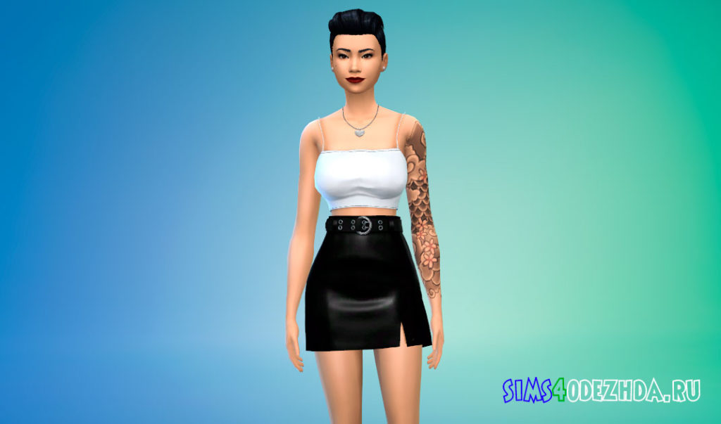 Короткий топ на тонких бретелях для Симс 4 – фото 1
