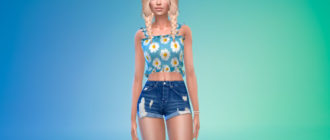 Кроп-топ с баской для Симс 4 – фото 1