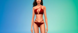 Купальник на одно плечо раздельный для Симс 4 – фото 1