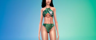 Купальник со случайным тропическим принтом для Симс 4 – фото 1