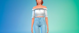 Милый укороченный топ с оборками для Симс 4 – фото 1