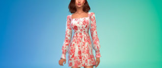 Мини-платье с цветочным рисунком для Симс 4 – фото 1