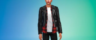 Мужская кожанка с рубашкой для Симс 4 – фото 1