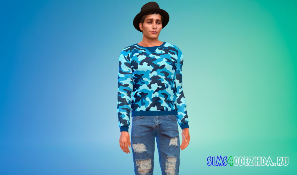 Мужской камуфляжный свитшот для Симс 4 – фото 3