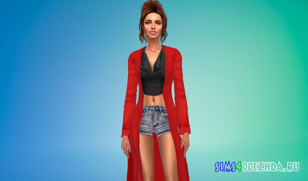 Наряд с длинным кардиганом для Симс 4 – фото 2